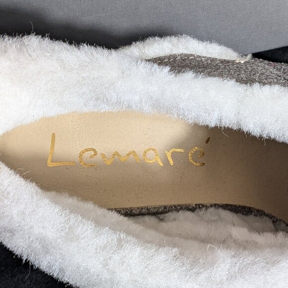 LEMARÉ NEW LEATHER Slingback heels EU 38 US 8 SHEARLING Lining MADE IN ITALY - Picture 11 of 13